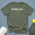 Olive green t-shirt with white "SUPPORT LOCAL" and orange "PICKLEBALL" text.
