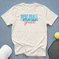 Cream t-shirt with "PICKLEBALL Yall" text in blue and pink.